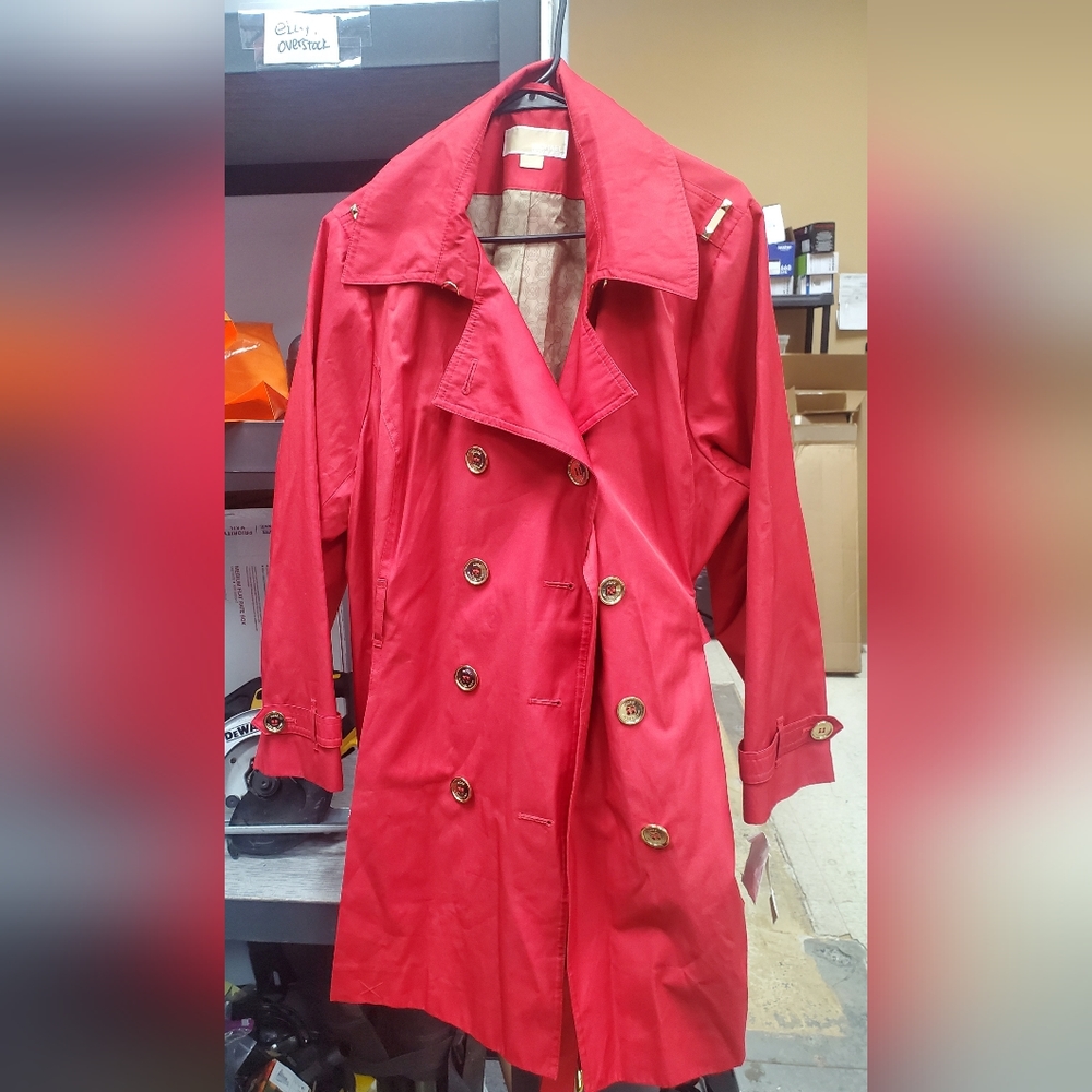 Michael Kors Womens Trench Rain Coat Jacket New With Tags Red Size 1x